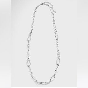 Silver tone hammered link necklace